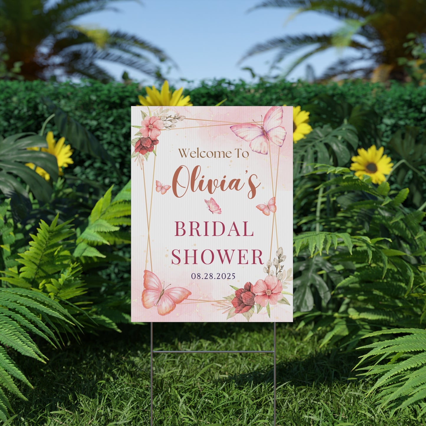 Personalized Bridal Shower Sign, Custom Welcome To Sign Wildflower For Bridal Shower Decorating On Stand Decor Bridal Shower Decorative Signage Floral Welcome Sign Flower Bar Outdoor Banner 05