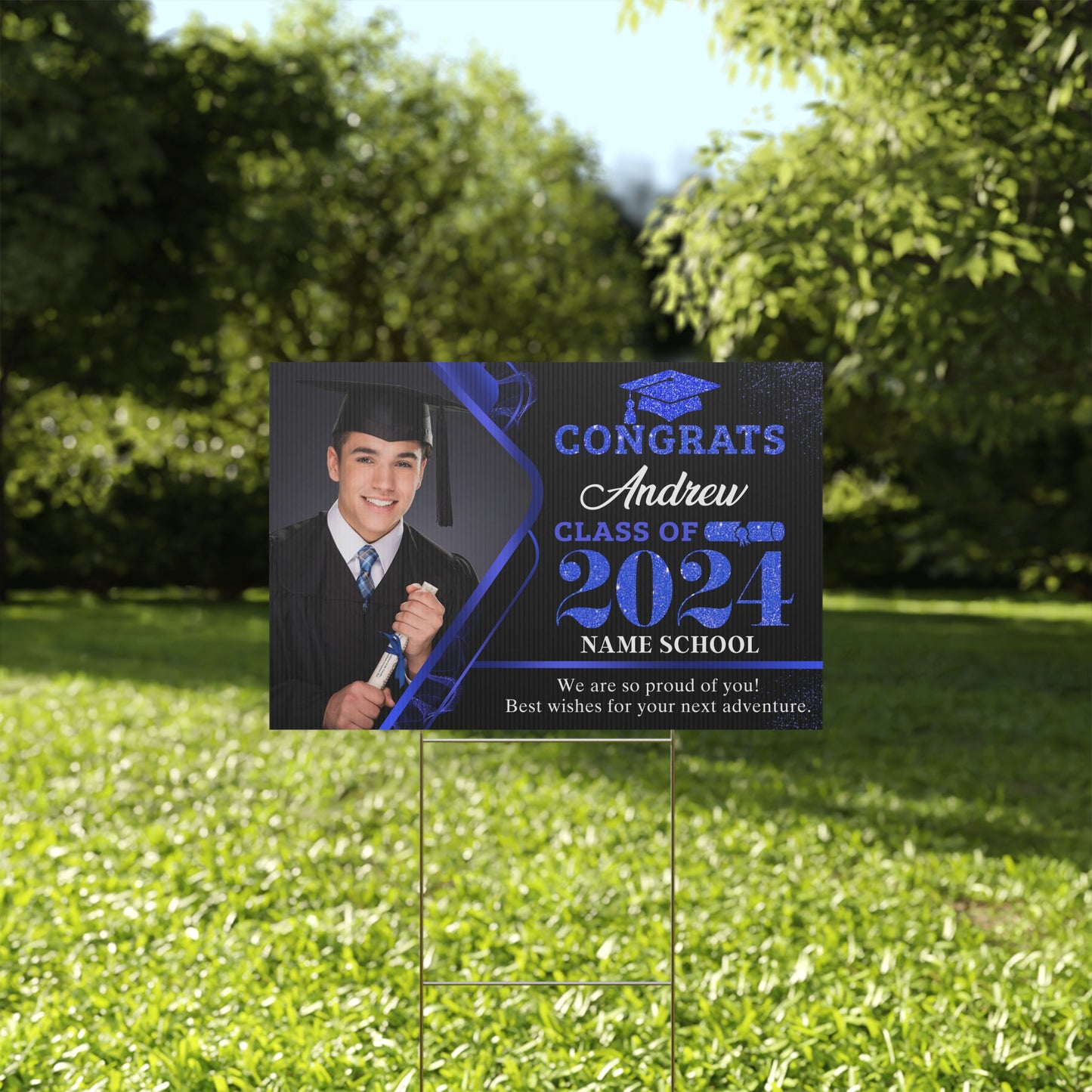 Personalized Graduation Yard Sign, Class of 2024 with Stakes, Photo Custom Grad Sign For Him, Class of 2024 Graduation Decorations Class of 2024 High School Graduation, College Graduation 2024