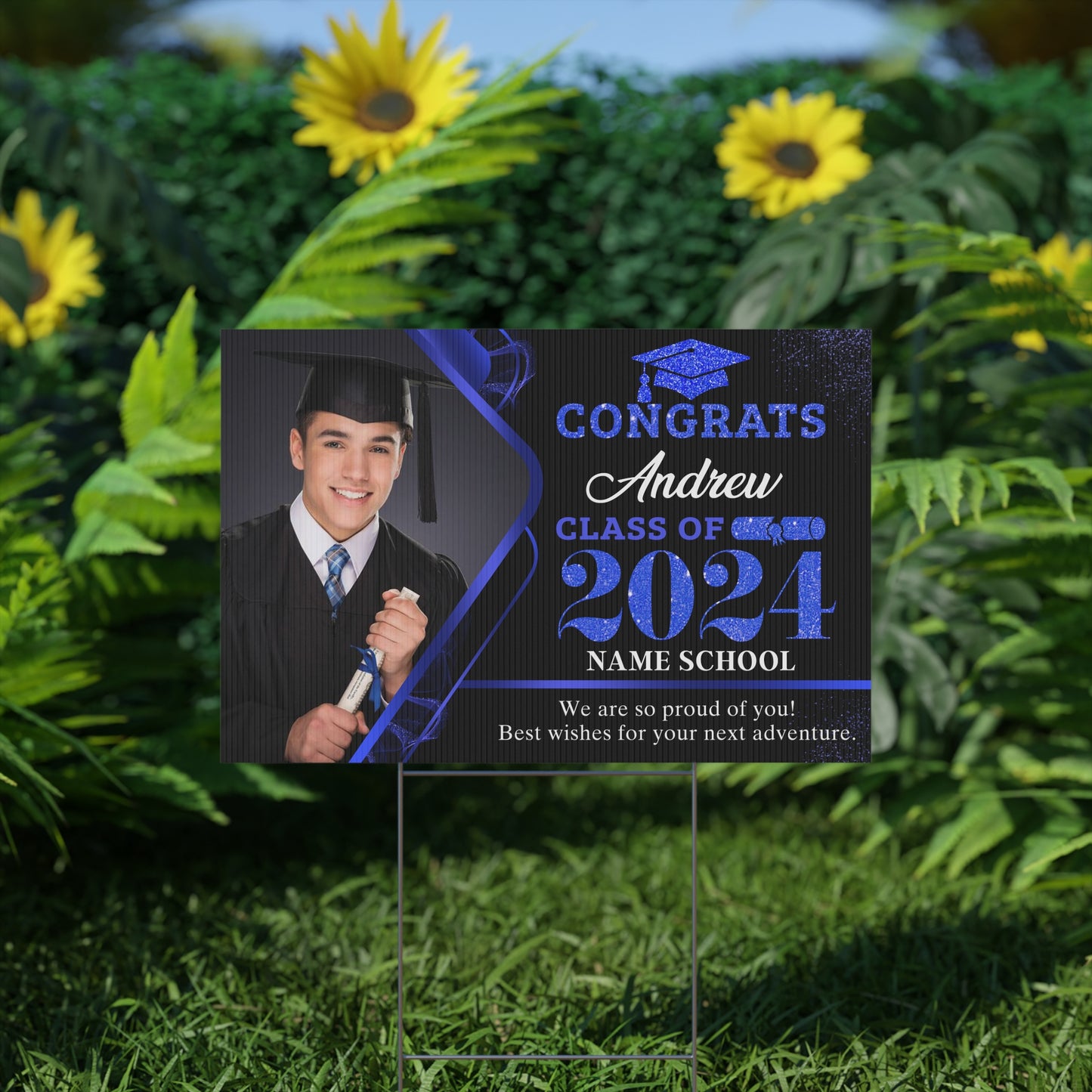 Personalized Graduation Yard Sign, Class of 2024 with Stakes, Photo Custom Grad Sign For Him, Class of 2024 Graduation Decorations Class of 2024 High School Graduation, College Graduation 2024