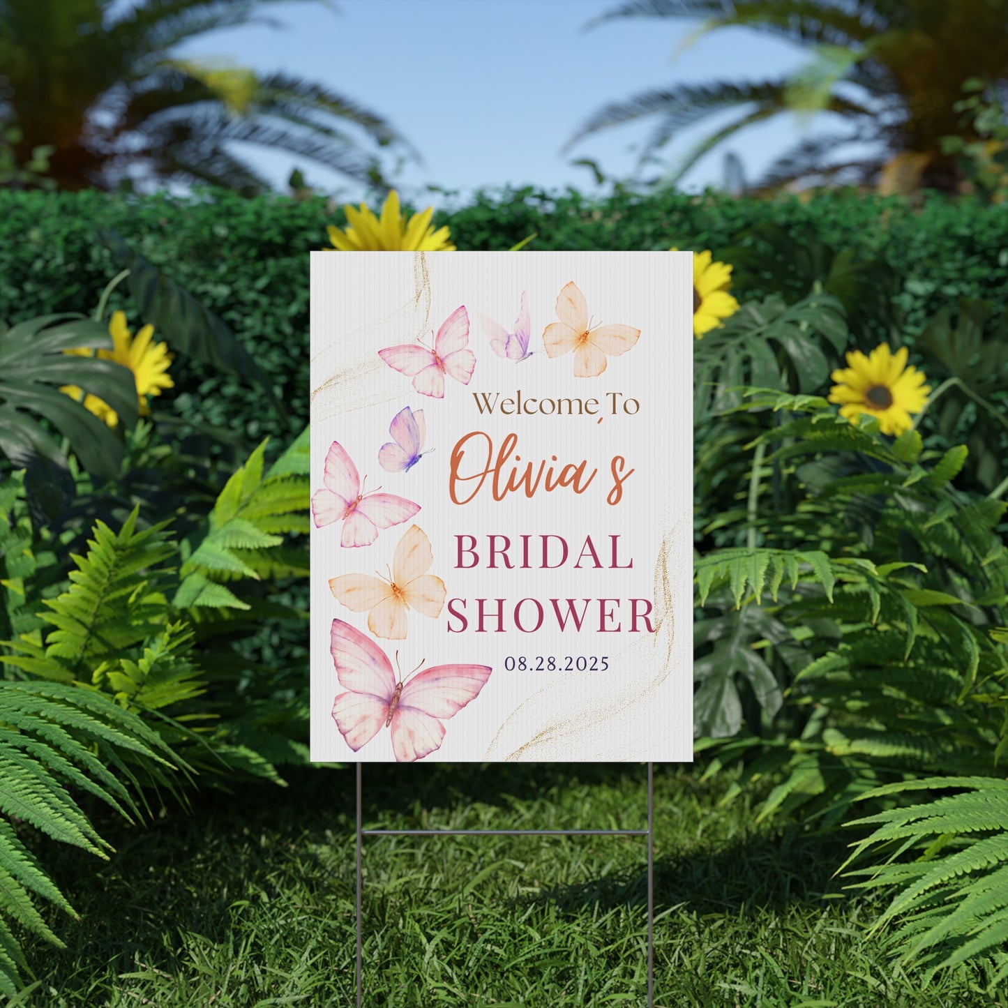 Personalized Bridal Shower Sign, Custom Welcome To Sign Wildflower For Bridal Shower Decorating On Stand Decor Bridal Shower Decorative Signage Floral Welcome Sign Flower Bar Outdoor Banner 06