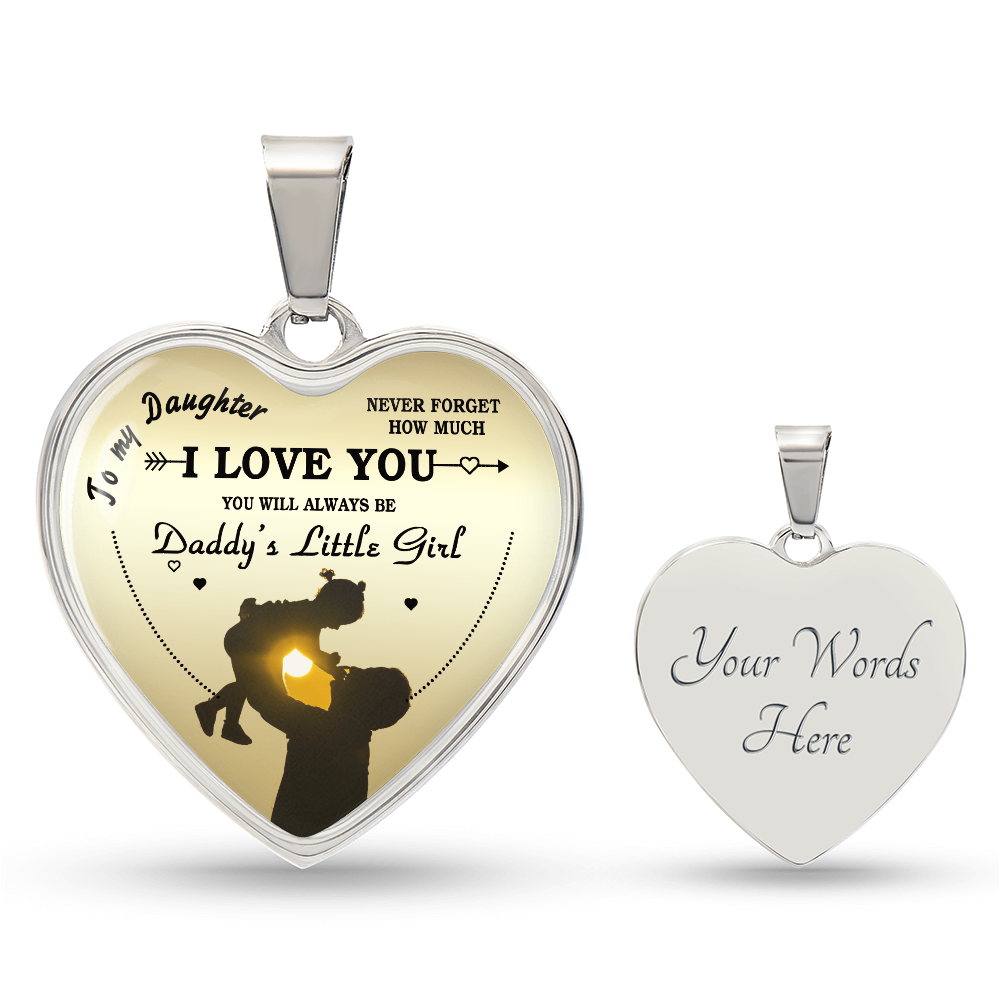 To My Daughter Heart Necklace Pendant - Luxury Silver, Gold Includes Gift Box!