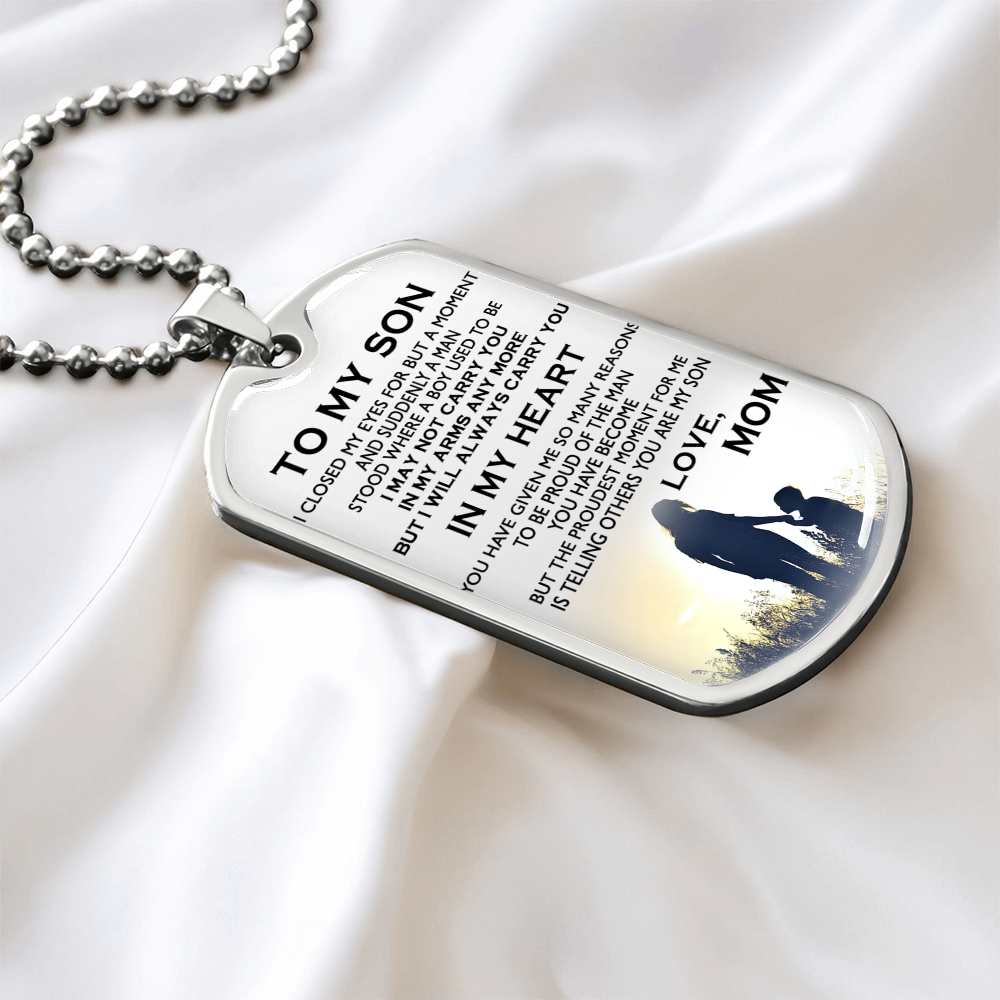 Dog Tag Necklace To My Son In My Heart Dog Tag Gift From Mom