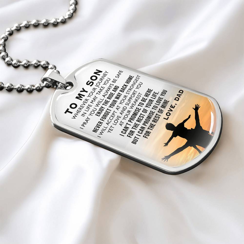 To My Son Dog Tag Necklace Wherever You Journey Gifts From Daddy's