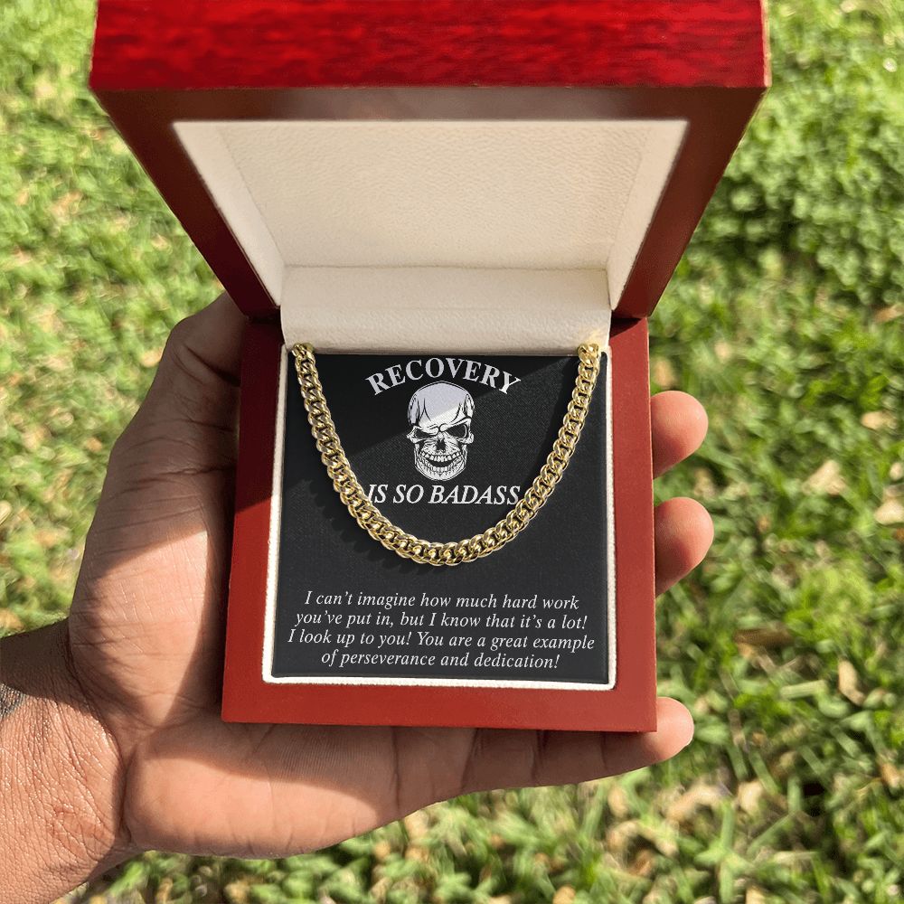 Cuban Link Chain Sobriety Gift Addiction Recovery Necklace, Sobriety Anniversary 175092910955