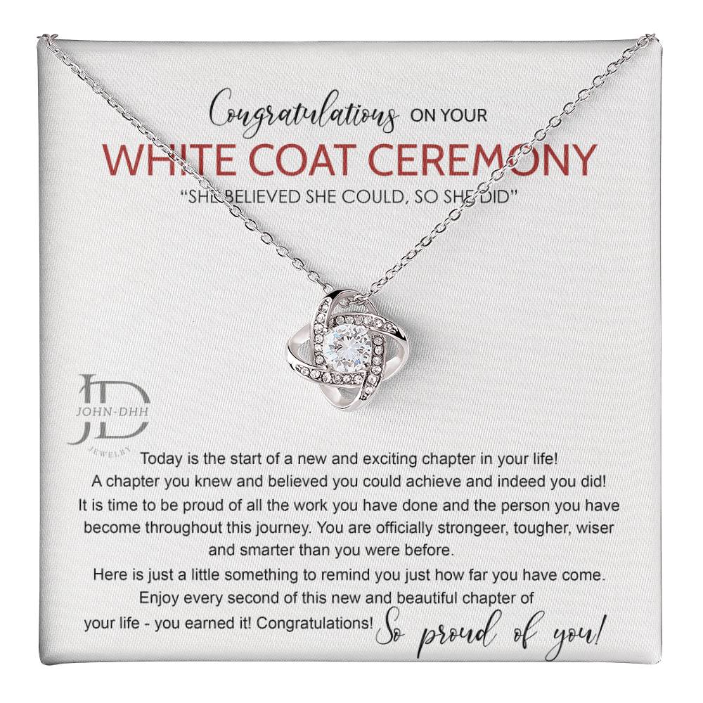 AZGifts White Coat Ceremony Gift Necklace, Chiropractor White Coat Ceremony, New Doctor Gift, Gifts For for Girl, Daughter With Message Card and Gift Box Necklace Love Knot Necklace JOHN-DHH