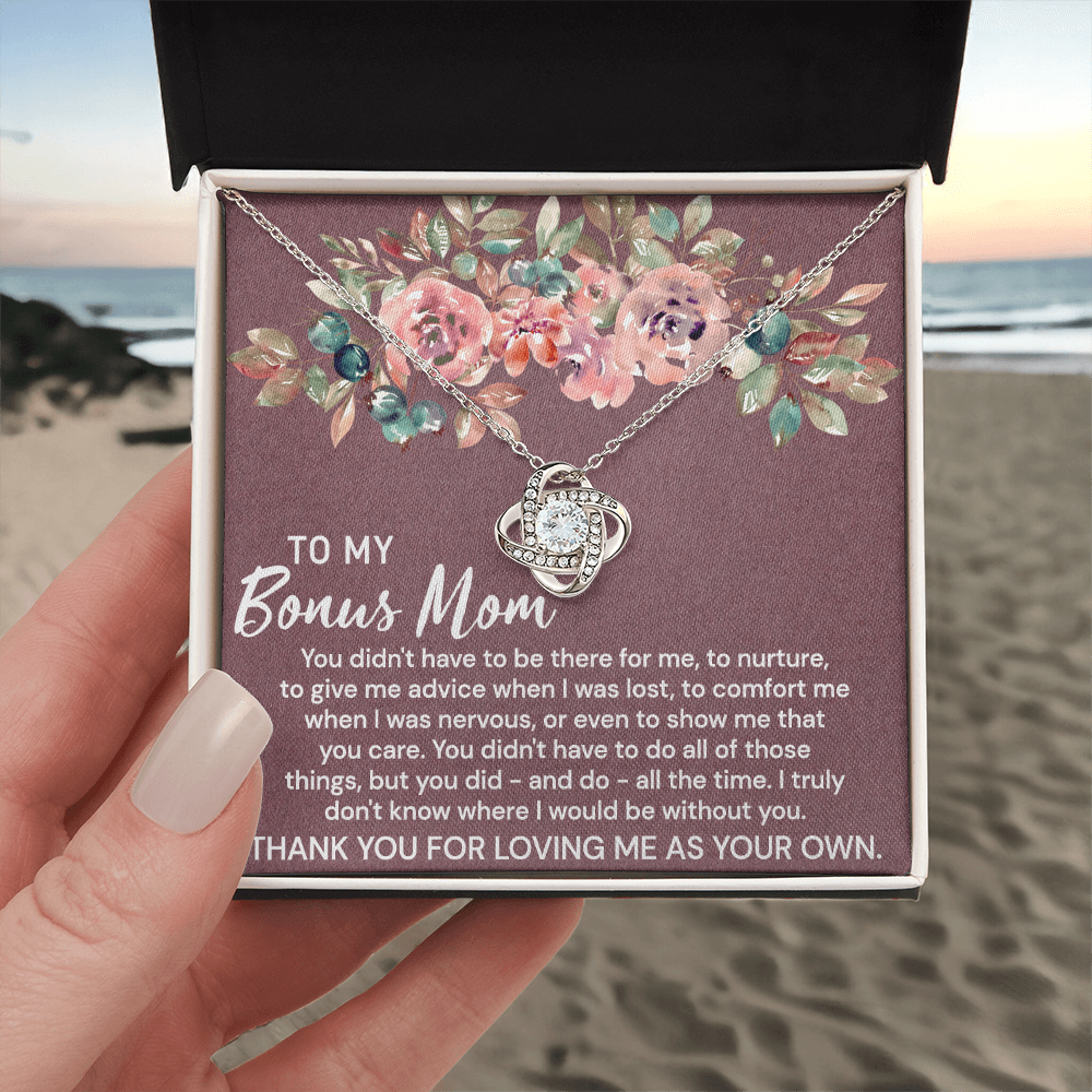 To My Bonus Mom Necklace From Bonus Daughter, Bonus Mom Gift Necklace, Bonus Mother Jewelry For Women, Thank You For Loving Me As Your Own Necklace Gift For Mom On Mothers Day, Anniversary, Birthday
