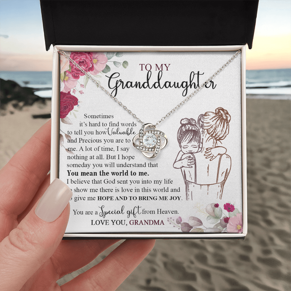 Granddaughter And Grandma Necklace, Jewelry Gift Necklace For Granddauhter - To My Granddaughter Necklace From Grandma, Love Knot Necklace For Granddaughter, Special Necklace From Heaven Necklace