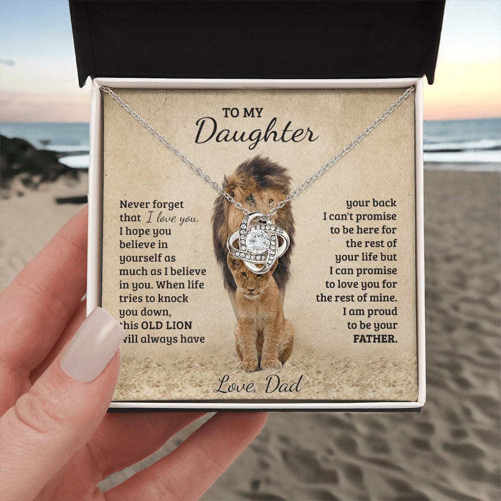 To My Daughter Gift Necklace from Dad Old Lion Your Back Believe Rest of Mine Personalized Chain Necklace Jewelry for Women Birthday Valentine Mother Jewelry Gift For Girls, Little Girl