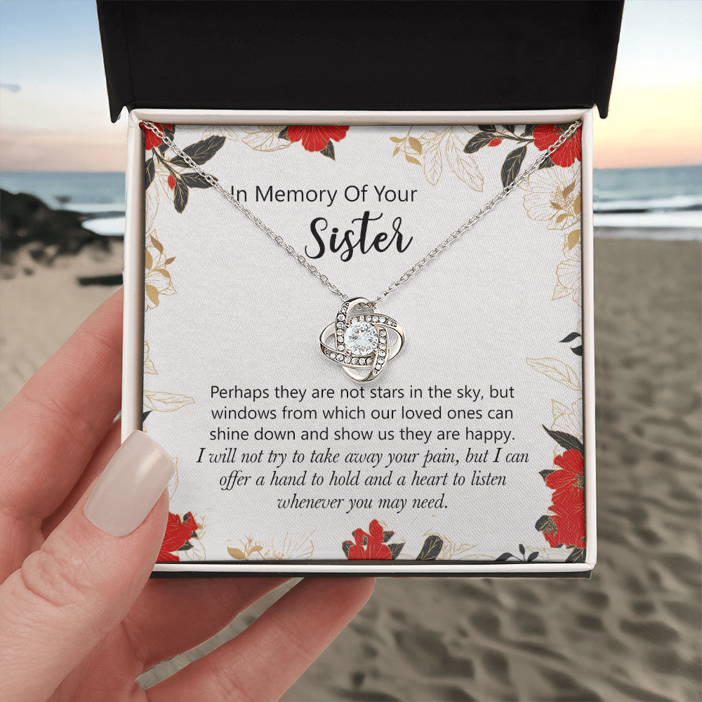 In Memory Of Your Sister Love Knot Necklace Gift For Sister, Sympathy Loss Of Sister Necklace, Memorial Gift Pendant For Loss Of Sister, Sympathy Gift Loss Of A Sister, Jewelry Gift for Women