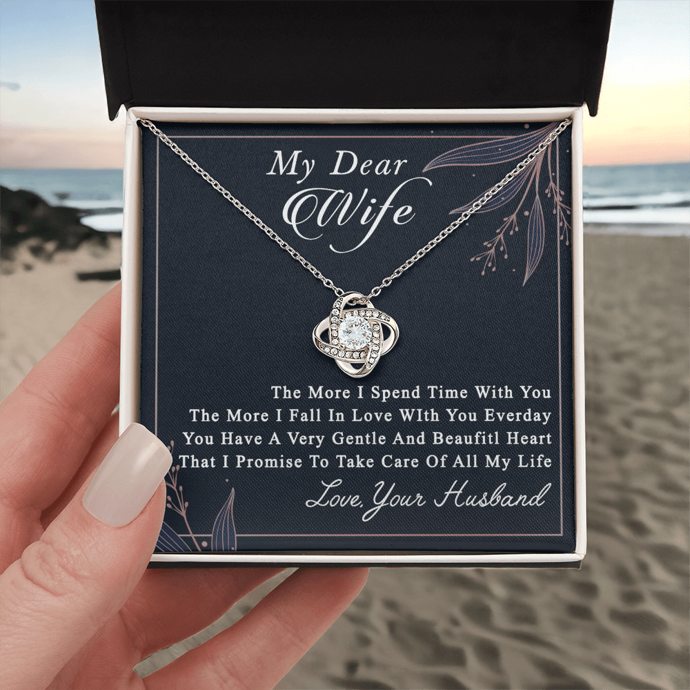 Dear Wife Necklace From Husband, Love, Your Husband Necklace Gift For Wife, Soulmate Gift Necklace, To My Wife Love Knot Necklace, Jewelry Gift For Women Girlfriend Gift Necklace, Dear Wife Pendant