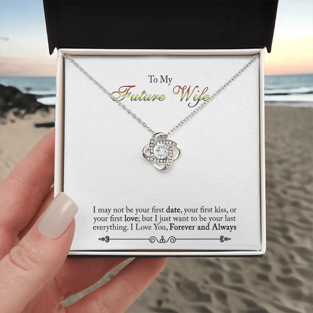 To My Future Wife Necklace Love Knot Necklace For Wife, Girlfriend With Box And Message Card, Soulmate Gifts, Necklace For Her From Boyfriend, Jewelry Gift For Bride Fiance, One Year Anniversary