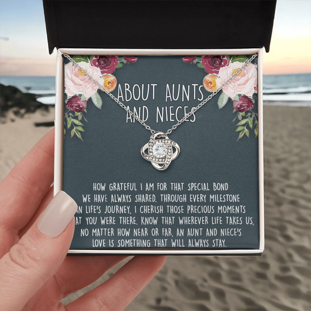 Niece Gifts from Auntie Aunt Gifts from Niece, About Aunt and Niece Love Knot Necklace for Auntie Niece Birthday Gifts Congratulations Gift Necklace, New Aunt Gift Necklace, Jewelry For Women