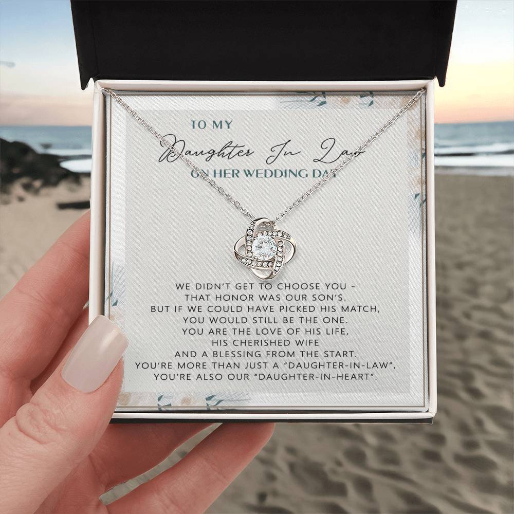 The Love Knot Necklace Daughter, To My Daughter On Your Wedding Day Necklace From Mom, Bride Gift From Mom, Mother Of The Bride Gift To Daughter, Daughter's Wedding Day Keepsake Gift Unique Gift