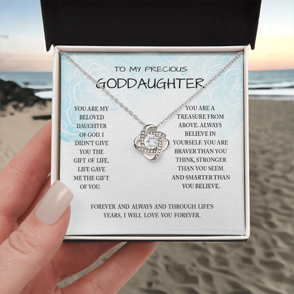 To My Preccious Goddaughter Necklace From Grandma And Grandpa, To Goddaughter Love Knot Necklace, Gift Necklace To Goddaughter, You Are My Beloved Daughter Of God Necklace Gift For Girls, Daughter