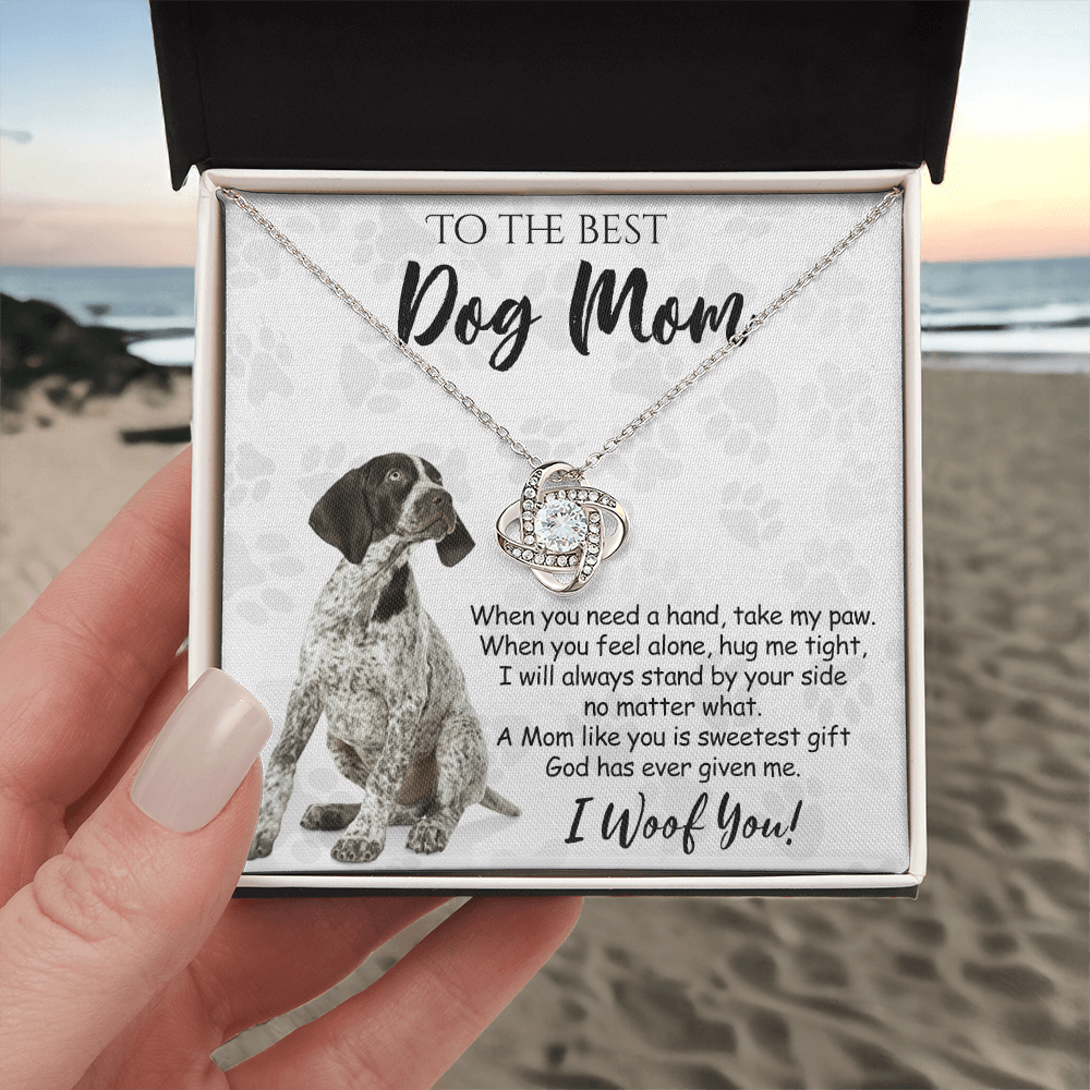 To The Best Dog Mom Love Knot Necklace From Daughter Mother's Day Necklace, German Shorthaired Pointer Love Knot Pendant, Jewelry Gift For Women, Dog Lovers German Shorthaired Pointer Gift Necklace