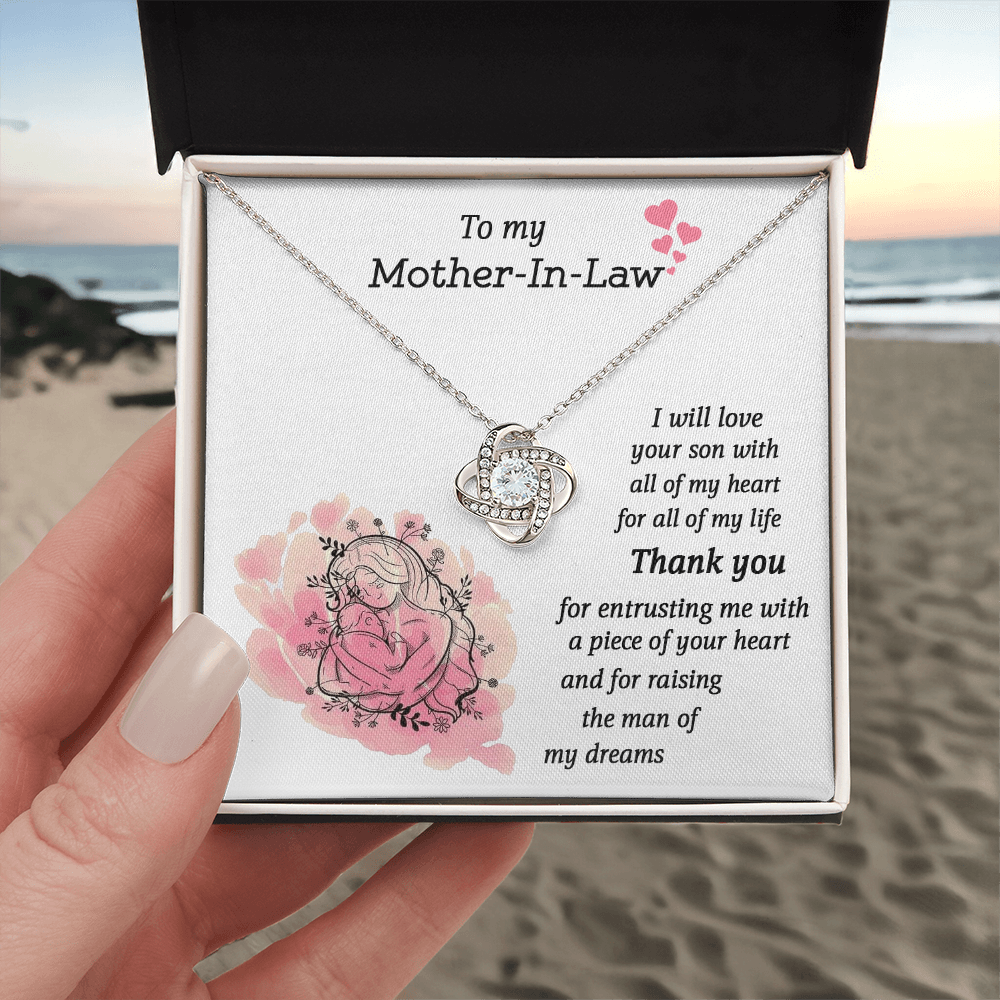 To My Mother-In-Law Love Knot Necklace From Son, I Will Love Your Son With All My Hear