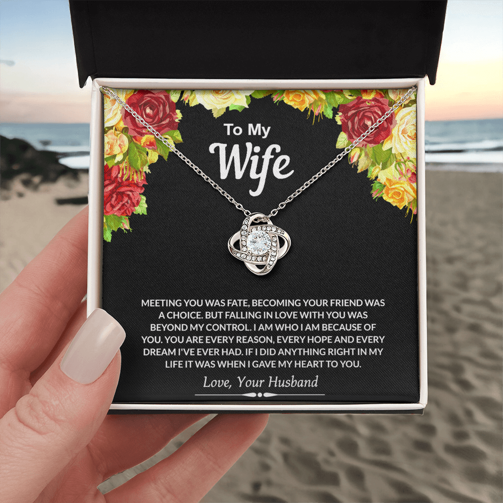 To My Wife Gift Necklace From Husband, Necklace Gift For Wife, Soulmate Gift Necklace Girlfriend, Husband To Wife Love Knot Pendant, Jewelry Gift For Women, Woman Necklace Gift My Heart To You