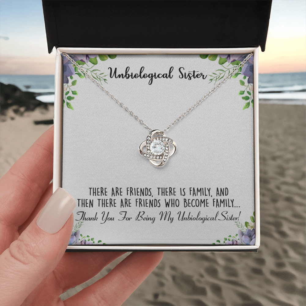 To My Unbiological Sister Love Knot Necklace From Sister, Thank You For Being Sister Gift Necklace, Sister-in-Law Gift Pendant, Love Knot Jewelry Gift For Girls Brother And Unbiological Sister Gifts
