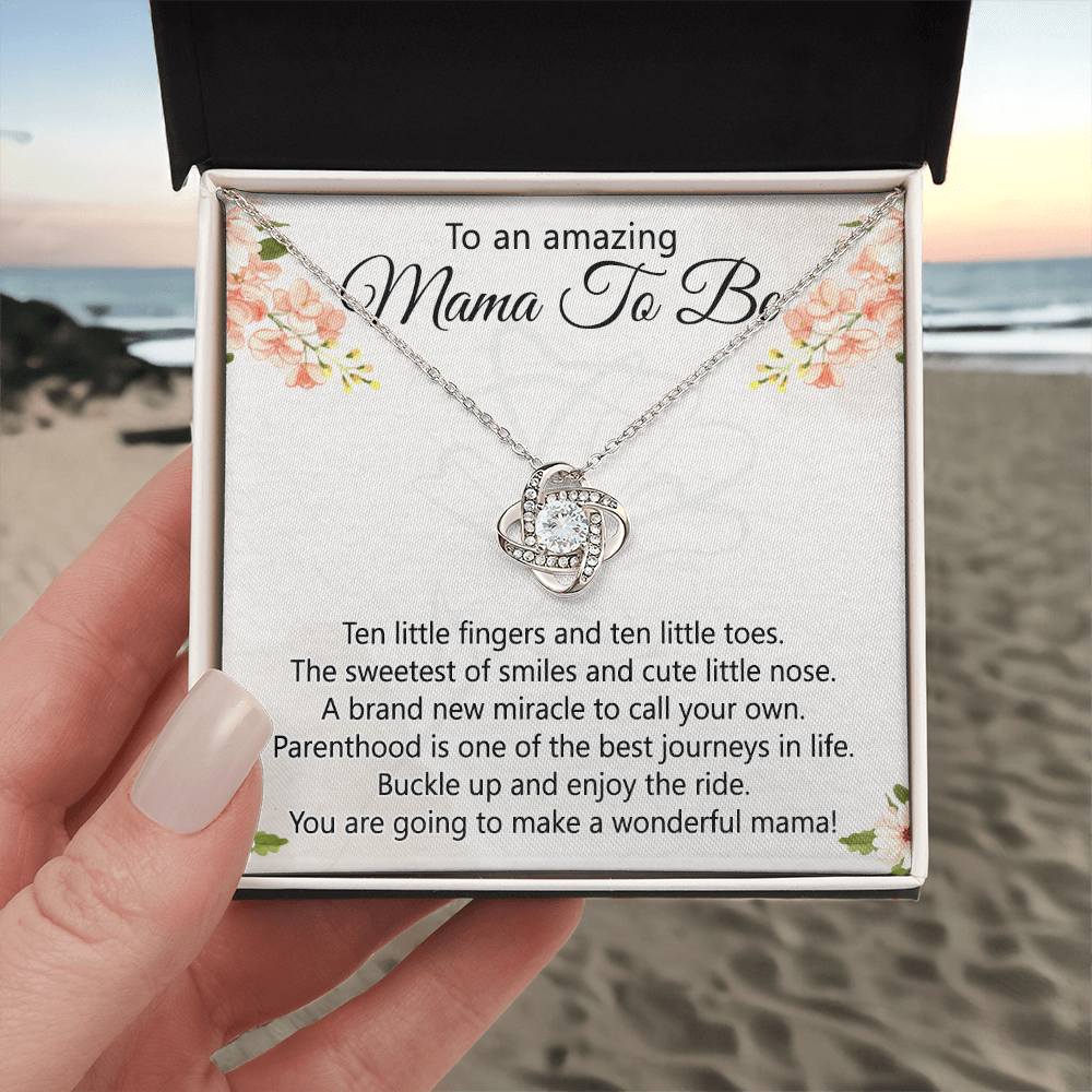 To An Amazing Mama To Be Necklace, New Mom Necklace, Mama To Be Love Knot Necklace Gift for New Mommy, Mother's Day Necklace Gift for New Mom New Mother Gift Necklace Pregnancy Gift for Mama Mommy