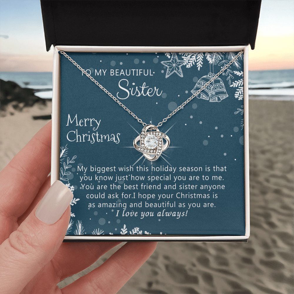 Personalized Gift Necklace, To My Beautiful Sisters Love Knot Necklace from Brother, Sisters Gift from Brother to Sisters Birthday Gift Necklace for Her, Jewelry Gift for Girls, Sister Gift Necklace