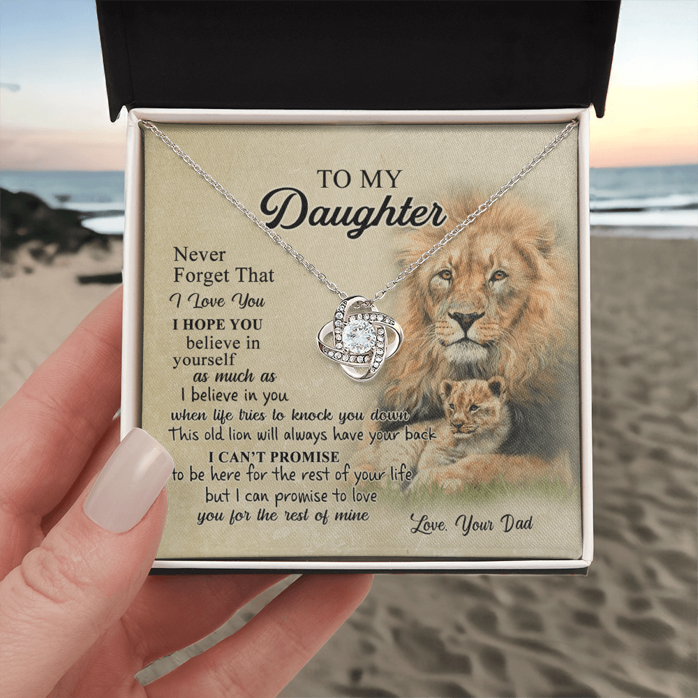 To My Daughter Gift Necklace from Dad Old Lion Your Back Believe Rest of Mine Personalized Gift Necklace Chain Gift on Birthday Graduation Gift Jewelry Gift For Girls, Little Girl Necklace