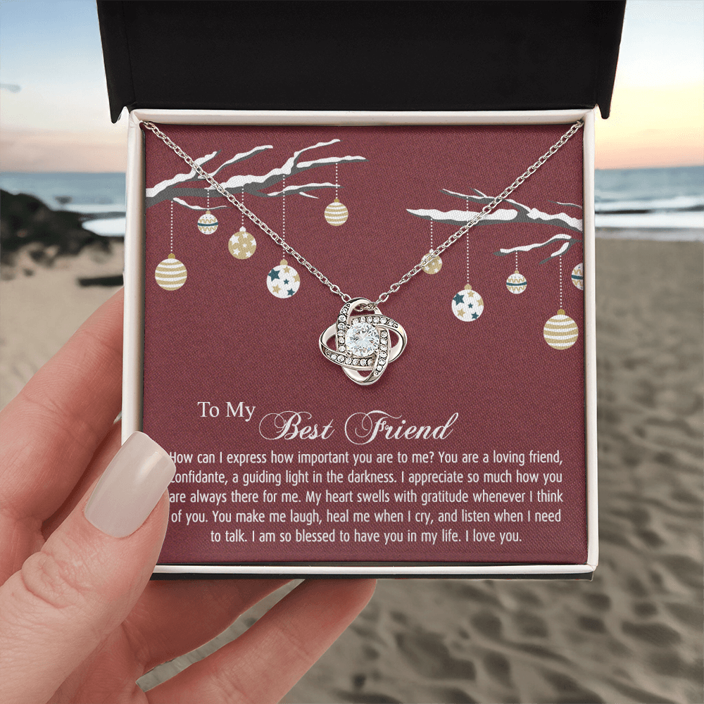 To My Best Friend Christmas Necklace From Friend, Jewelry Gift For Friend, Christmas Love Knot Necklace For Friend, BFF Gift Best Friend Gift Necklace On Birthday, Anniversary, Christmas For Friend