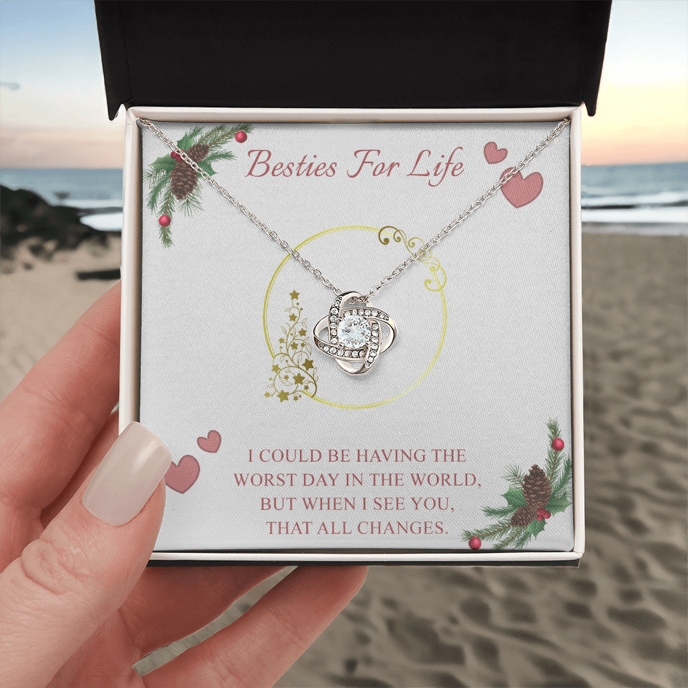Gifts Necklace For Besties, To My Besties Love Knot Necklace From Friend, Best Friend Birthday Gift Necklace, Long Distance Best Friend Necklace, Besties For Life Necklace Jewelry Gift For Girls