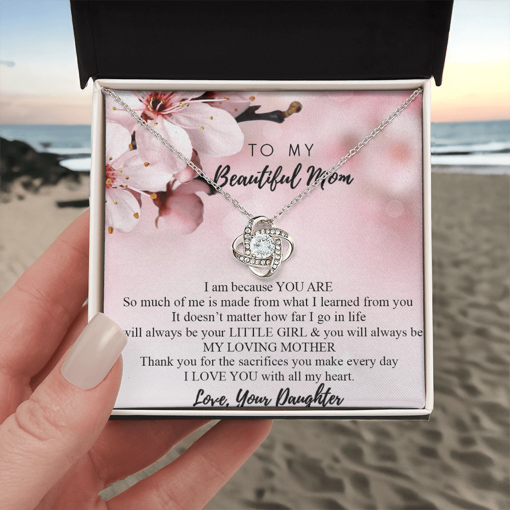 To My Mom Necklace From Daughter, Mother's Day Jewelry For Mom, Mother, Mother In law, Loving Mother Gift Necklace, Unique Moms Gift Ideas, Beautiful Mom Gift Love Knot Necklace On Mothers Day