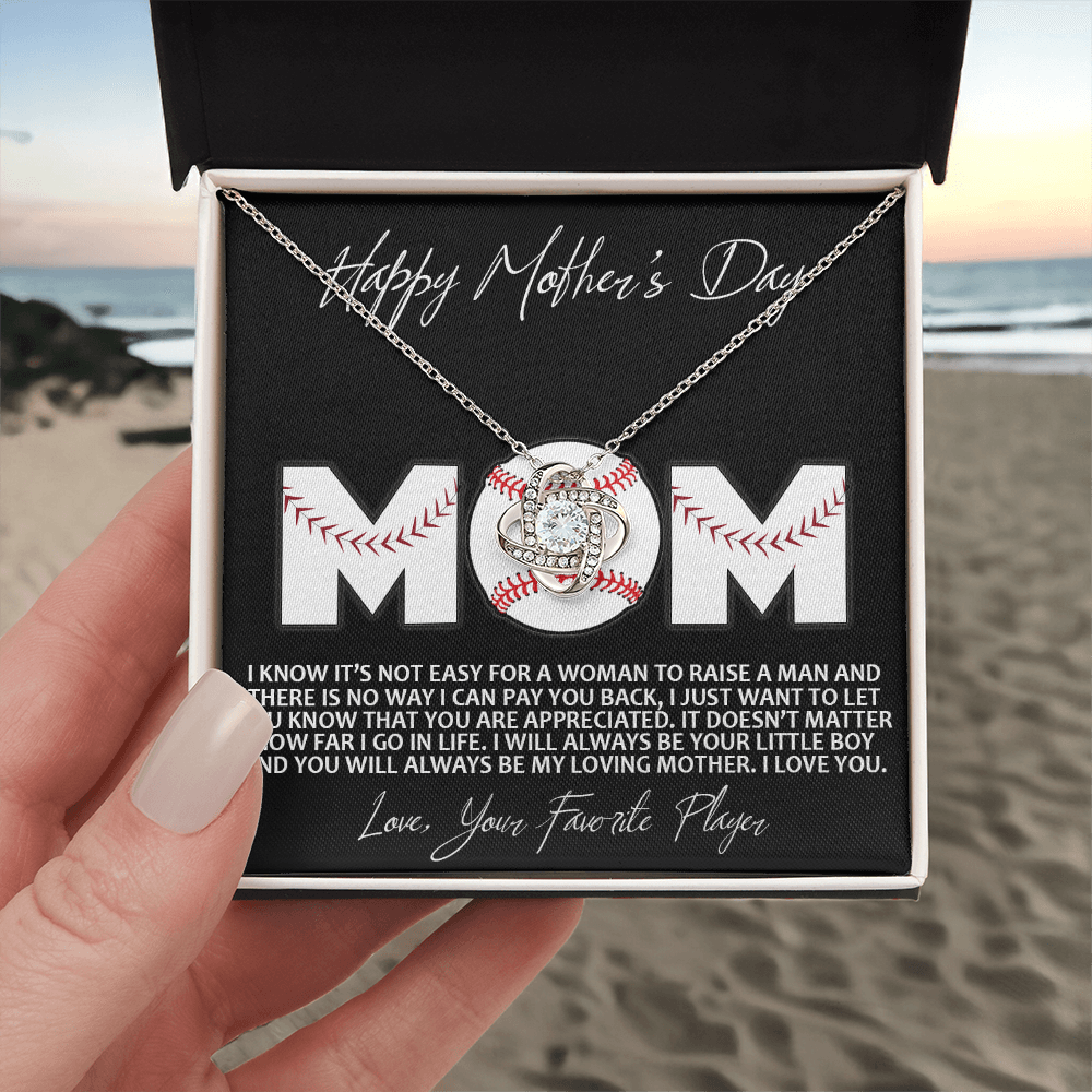Baseball Mom Gift Necklace, To the Best Baseball Mom Necklace From Daughter, Favorite Player Necklace Gift For Mom, Baseball Mom Love Knot Necklace Jewelry Gift For Women Happy Mother's Day Necklace