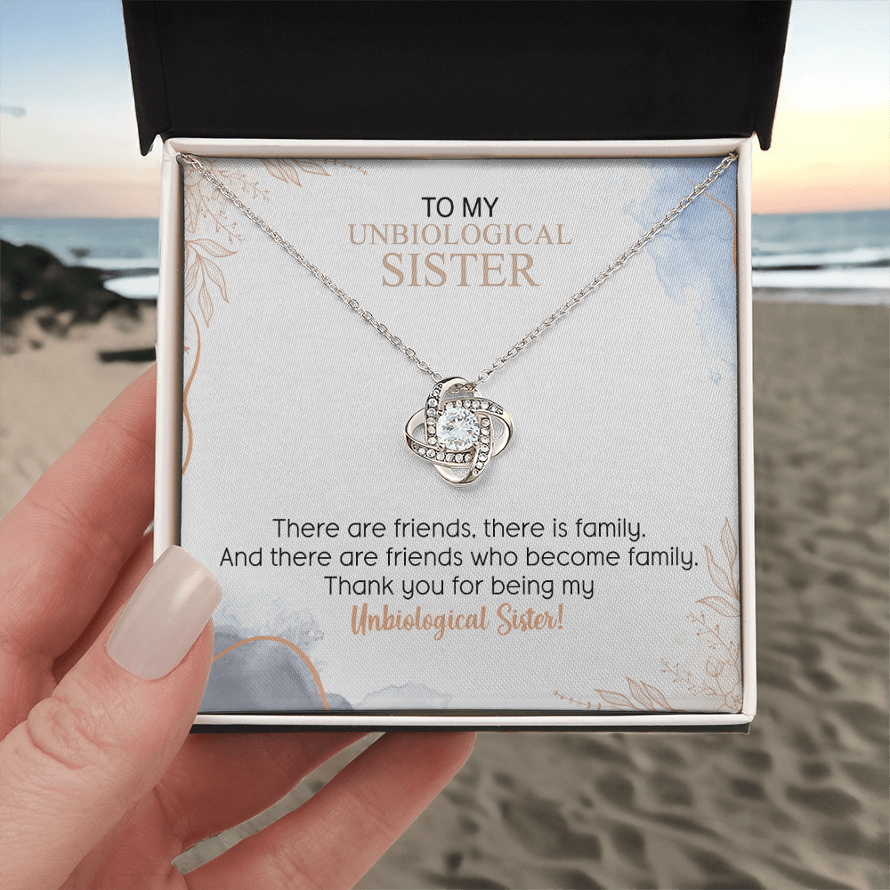 To My Unbiological Sister Love Knot Necklace Gift From Sister, Brother, Best Friend, Sister Gift Love Knot Pendant, Sister Remembrance Gift Necklace, Sister Keepsake Gift For Unbiological Sister