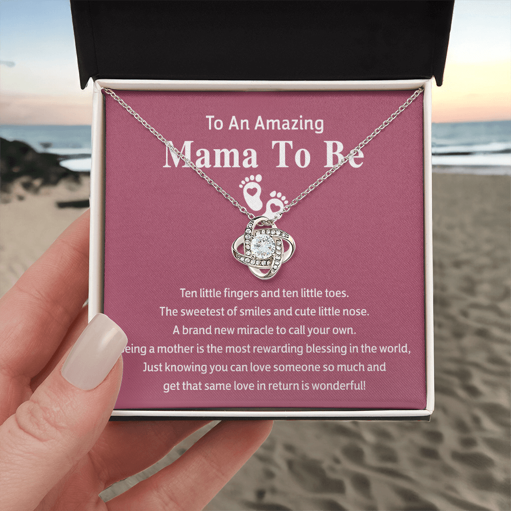 Mama To Be Gift Necklace, To An Amazing Mama To Be Necklace From Daughter, Mama To Be Love Knot Necklace, Wonderful Mom Gift Necklace From Daughter, Jewelry Gift For Women, Mama To Be Necklace Gift