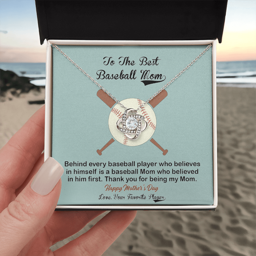 Baseball Mom Gift Necklace, To the Best Baseball Mom Necklace From Daughter, Favorite Player Necklace Gift For Mom, Baseball Mom Love Knot Necklace Jewelry Gift For Women, To The Best Mom Necklace