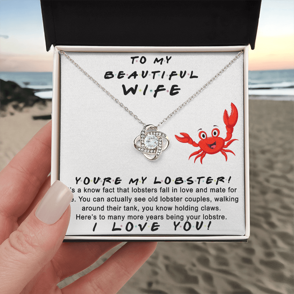 Wife Gift Necklace, To My Beautiful Wife Necklace From Husband, You're My Lobster Wife Love Knot Necklace From Husband, Jewelry Gift For Women, Badass Wife Gift Necklace, Soulmate Gift Necklace