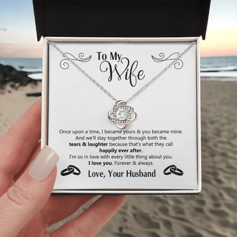 To My Wife Necklace Gift From Husband, Love Your Husband Love Knot Necklace Gift For Wife Soulmate Gift Necklace Girlfriend Husband To Wife Love Knot Pendant Jewelry Gift For Women, Woman Necklace