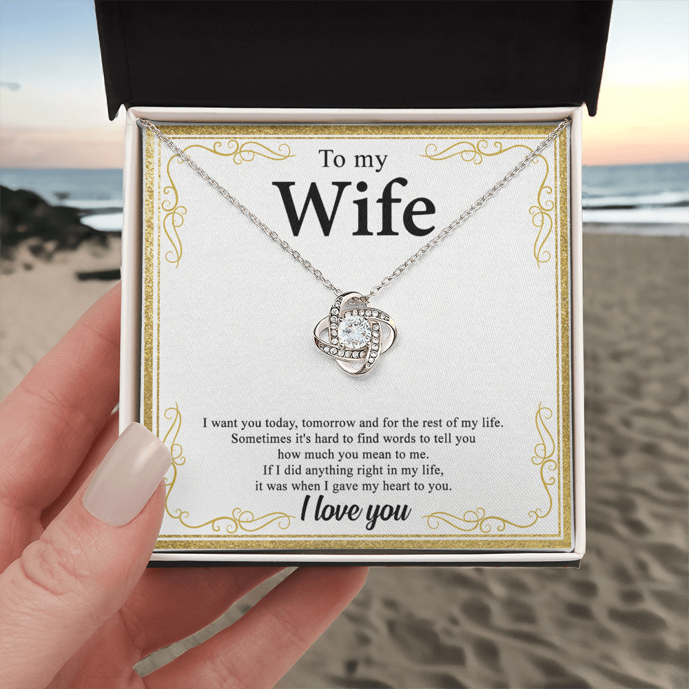 To My Wife Necklace From Husband My Heart To You Necklace Gift For Wife, Wife Gift Necklace, Husband To Wife Gift Love Knot Pendant Gift From Men Jewelry Gift For Women Soulmate Gift Pendant