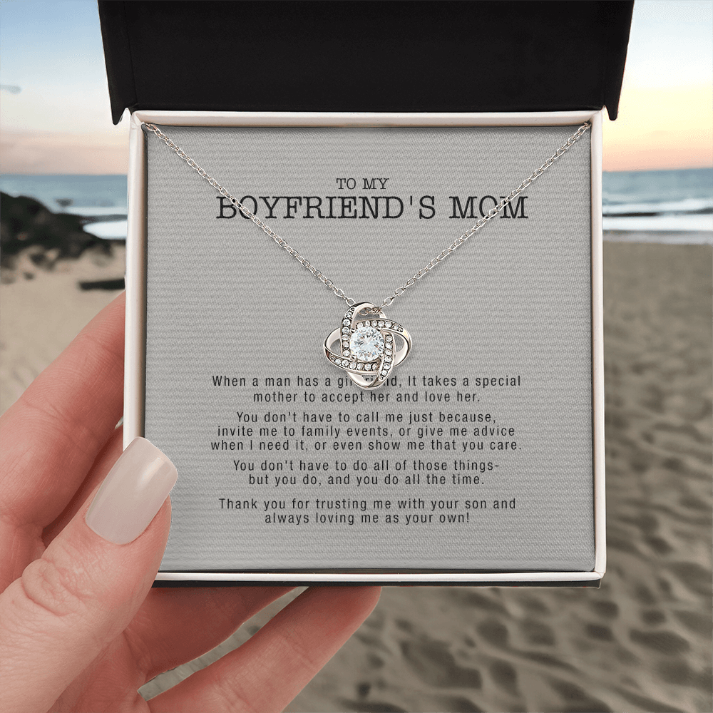 Gifts for Boyfriend's Mom Necklace, To My Boyfriends Mom Necklace, Boyfriend's Mom Gifts, Gifts For My Boyfriends Mom Love Knot Necklace From Man, Boyfriends Mom Christmas Necklace Mother's Day