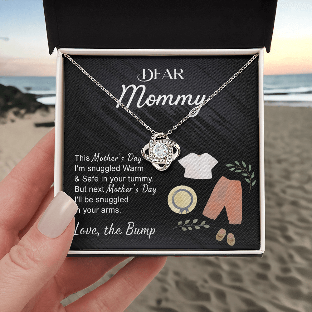 Dea Mommy Necklace, Mothers Day Gifts for Pregnant Wife, Happy Mothers Day Love Knot Necklace, Gift Necklace for Moms to Be, Mother To Be Mothers Day Pendant Gift, To My Mommy Necklace from Bump