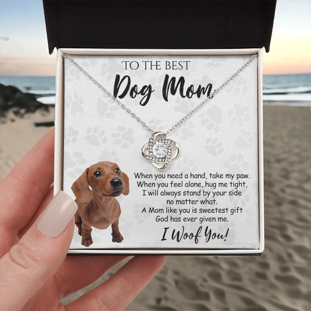To The Best Dachshund Dog Mom Love Knot Necklace From Daughter Mother's Day Necklace Gift, Dachshund Love Knot Pendant, Jewelry Gift For Women, Dog Lovers Dachshund Gift Necklace, Dog Mom Necklace