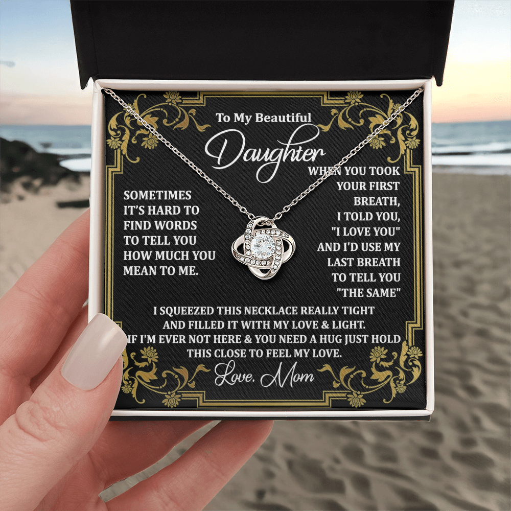 Personalized Gift Necklace For Daughter, Message Card Jewelry, Handmade Necklace For Daughter Message Card & Box, To My Beautiful Daughter Necklace From Mom Gift Pendant Mother And Daughter Gift