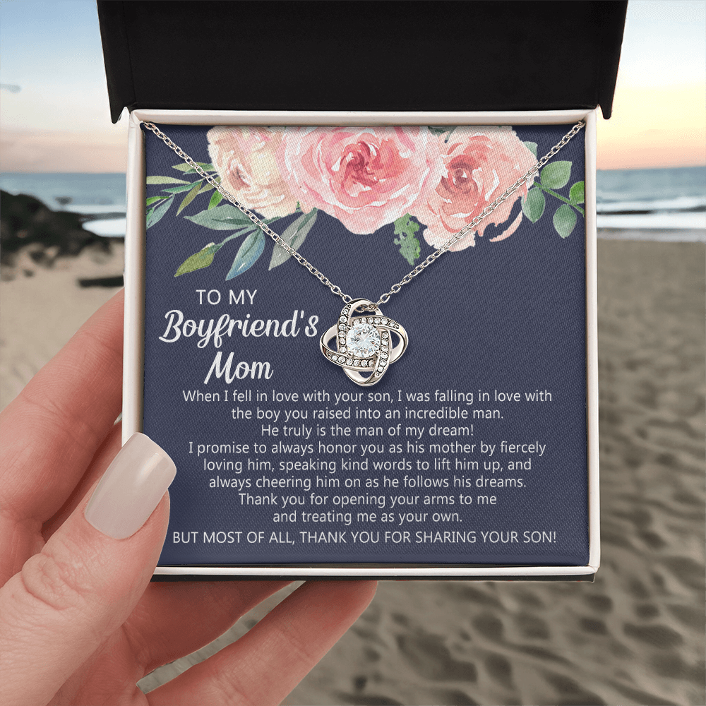 To My Boyfriend's Mom Necklace From Girlfriend, Gifts for Boyfriend's Mom Necklace, My Boyfriends Mom Love Knot Necklace From Man, Necklace On Mother's Day, Anniversary, Birthday Gifts, Christmas