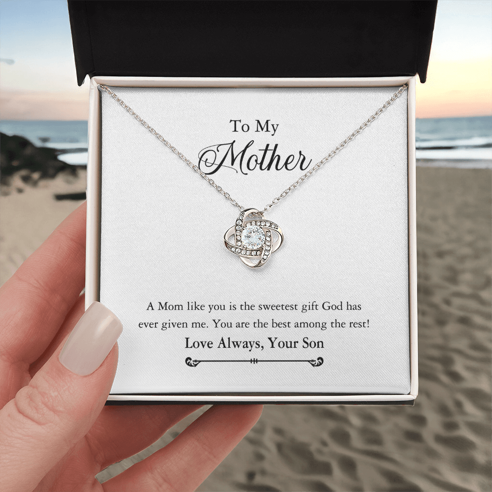 To My Mother Necklace Gift From Son, Happy Mother's Day Love Knot Pendant For Mom Necklace Gift Love Always Your Son For Mom, Mother Gift Necklace To Son, Mamato Be Gift Necklace From Son