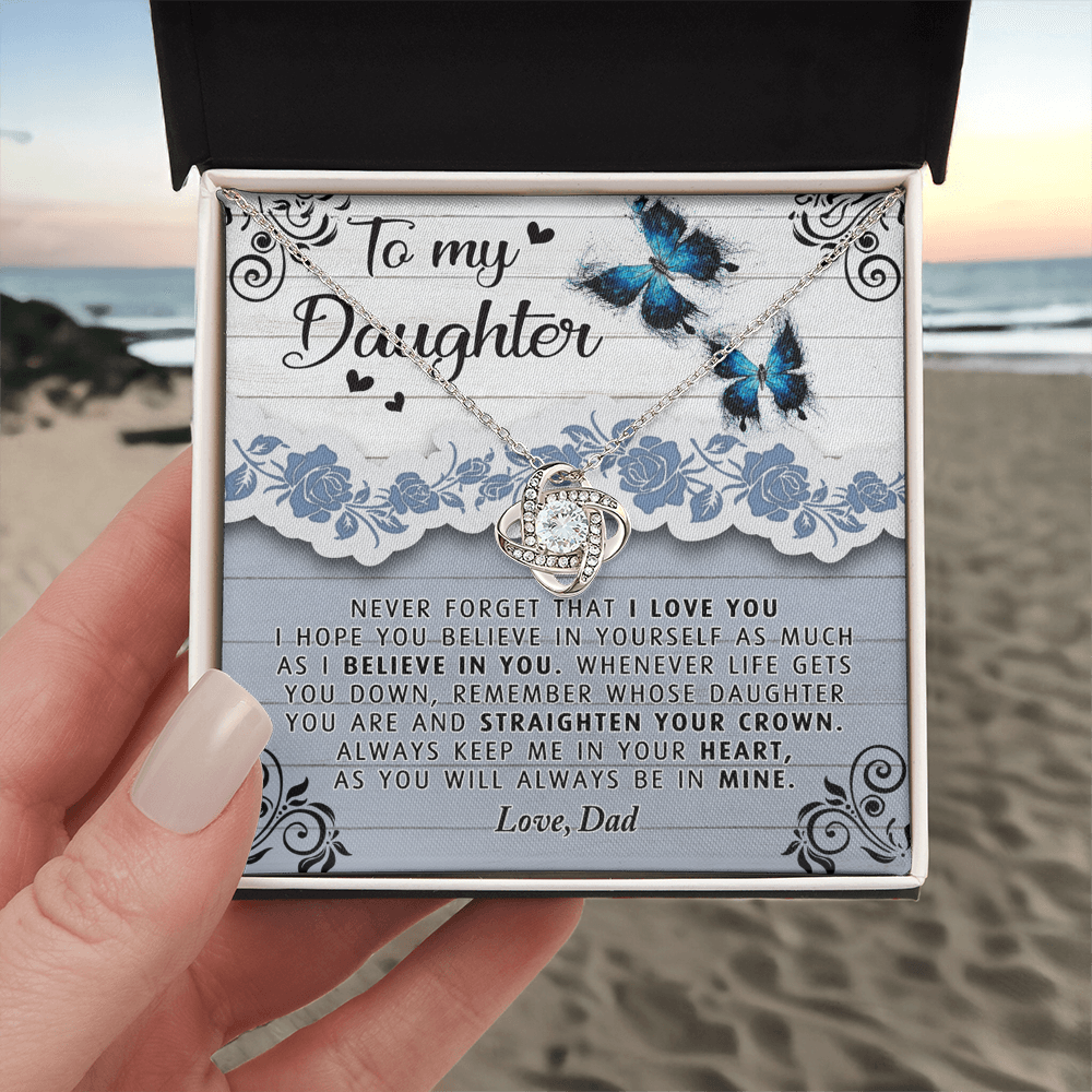 To My Daughter Necklace from Dad Father to Daughter Necklace, Pendant Gift Daughter Wedding Gift Necklace Present Graduation Gift Daughter Birthday Xmas Jewelry Gift For Girls Little Girl Necklace