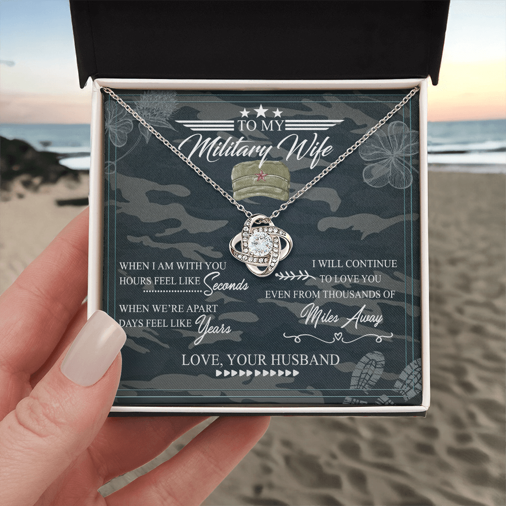 Military Wife Gift Necklace, Husband And Wife Love Knot Necklace, To My Military Wife Necklace From Husband - Veteran Necklace Gift For Wife, Jewelry Gift For Women, Soulmate Gift Necklace