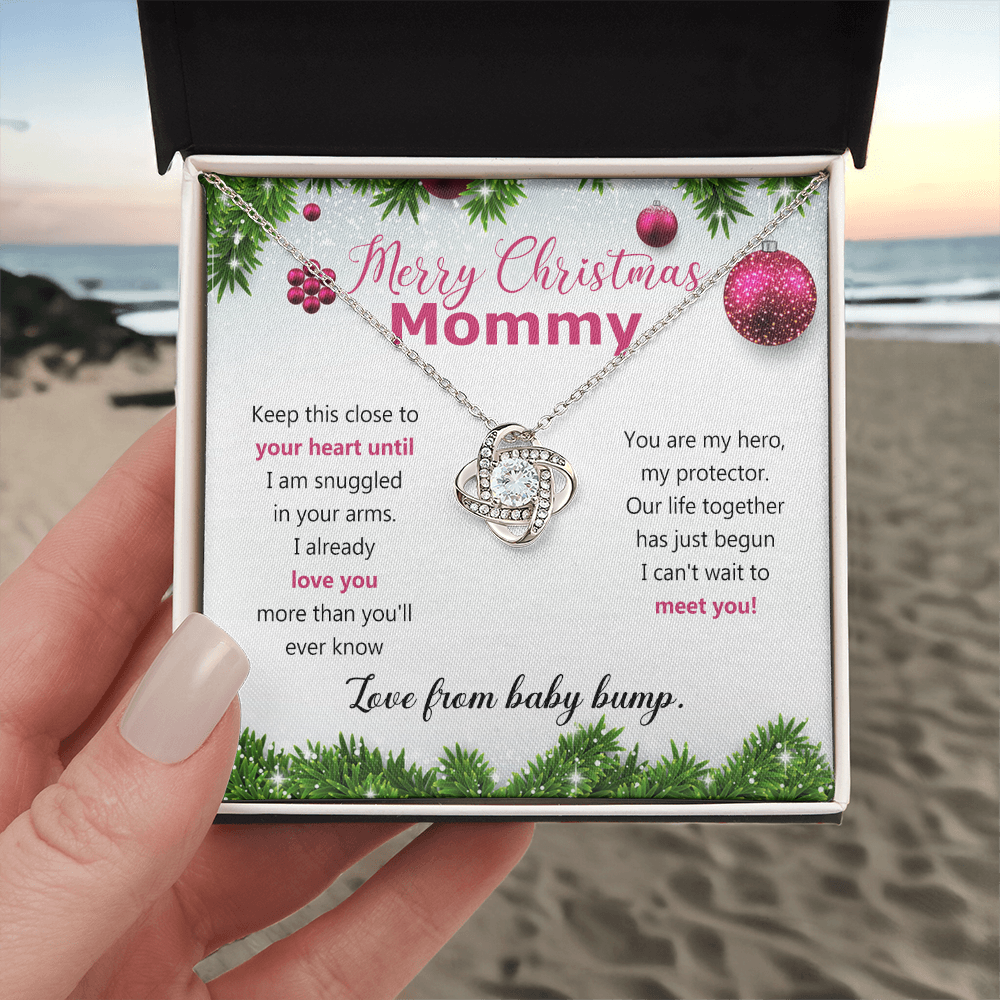 Mommy To Be Merry Christmas Present Necklace From Baby Bump First time mommy