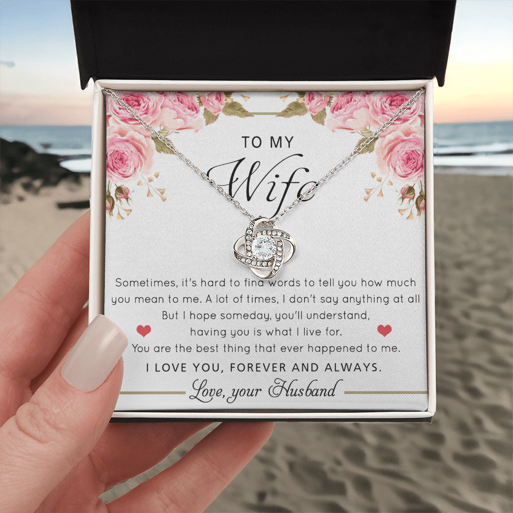 Gift Necklace For Wife, To My Wife Love Knot Necklace From Husband, Valentines Day Necklace Gift For Wife, Soulmate Gift Necklace Personalized Gift Jewelry Custom Romantic Gift Necklace For Wife