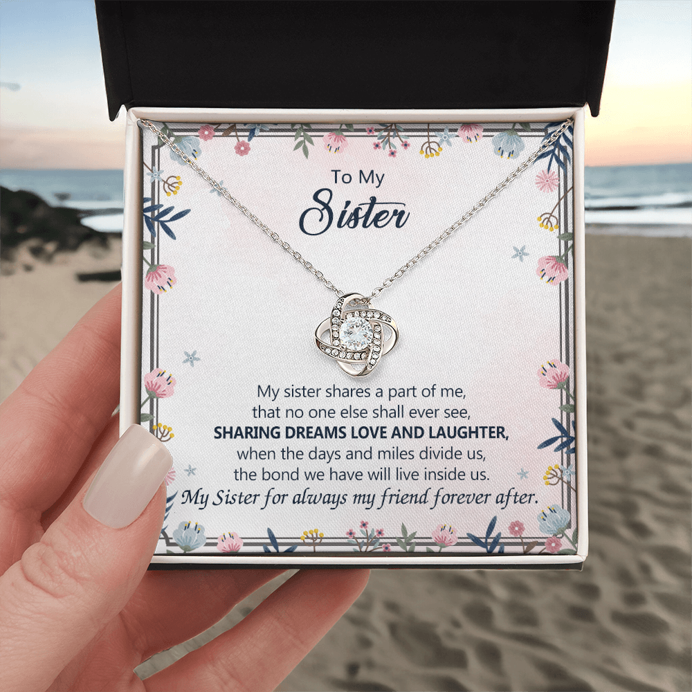 To My Sister Love Knot Necklace From Brother, Best Friend Pendant Inspirational Gift For Sister, Jewelry Gift For Girls, Women Teen Sisters Gifts Necklace, Love And Laughter Necklace For Sister