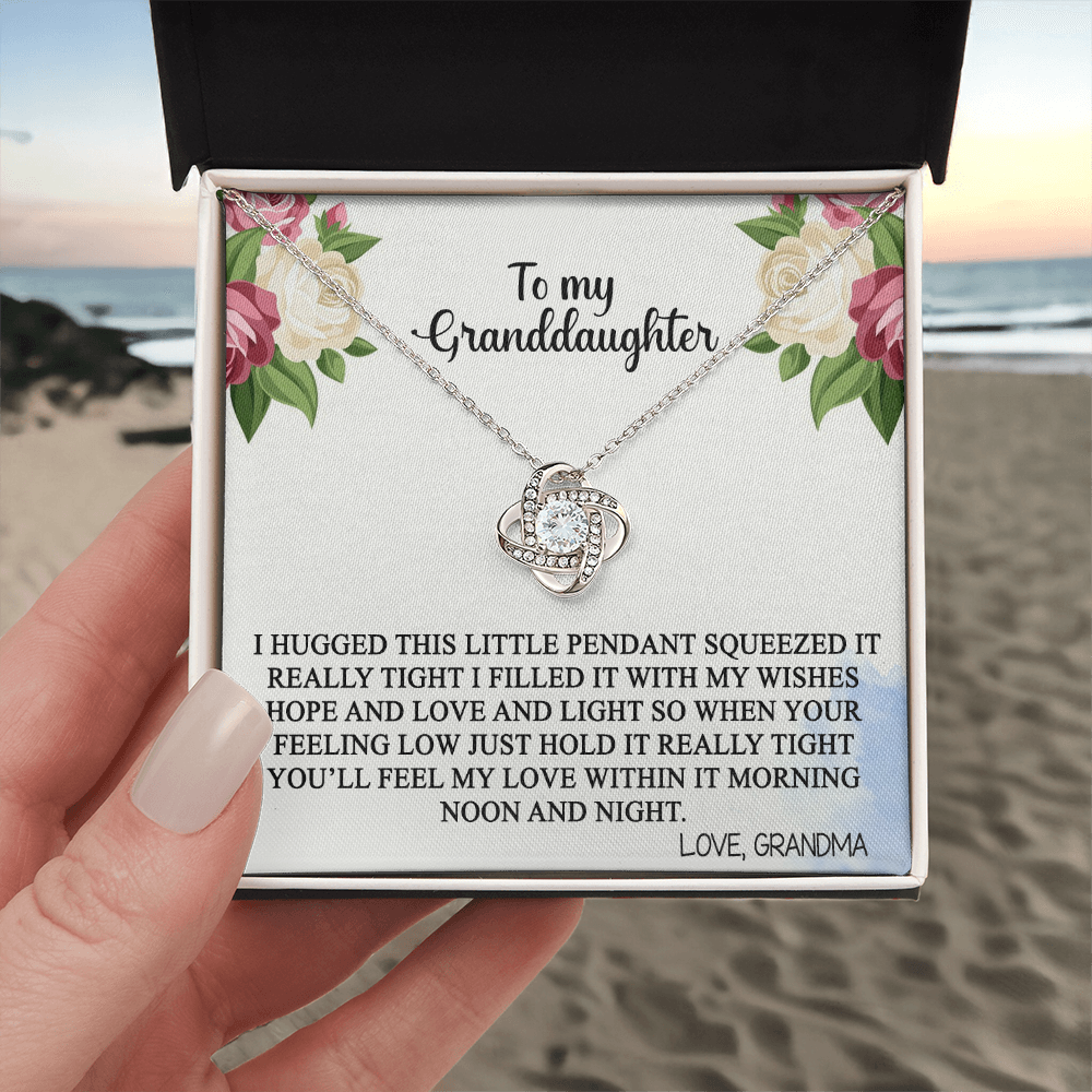 Love Knot Necklace Granddaughter Gifts From Grandma Grandpa - Granddaughter Necklace Card Message Gifts With Message Card and Gift Box On Graduation Gift Birthday Gift Christmas Inspirational Quotes
