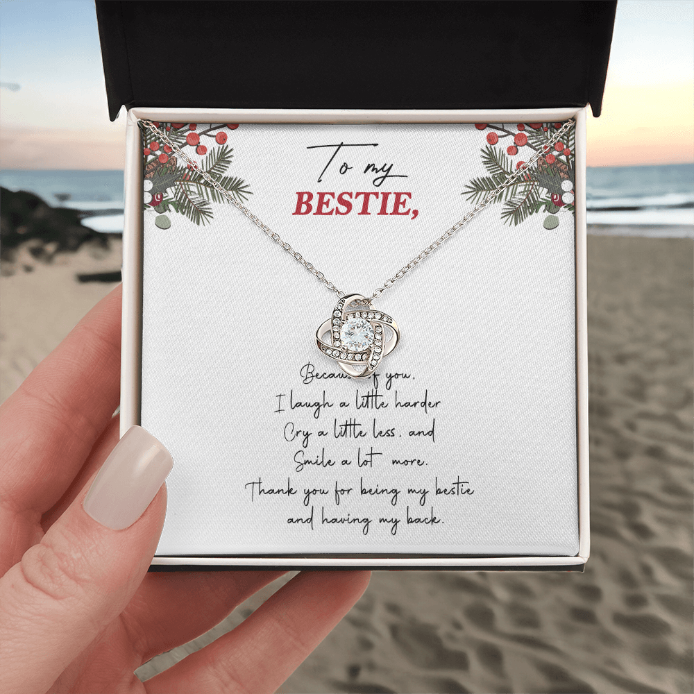 Gifts Necklace For Besties, To My Besties Love Knot Necklace From Friend, Man Because Of You Gift Necklace, Long Distance Best Friend Necklace, Besties Necklace Jewelry Gift For Girls, Her