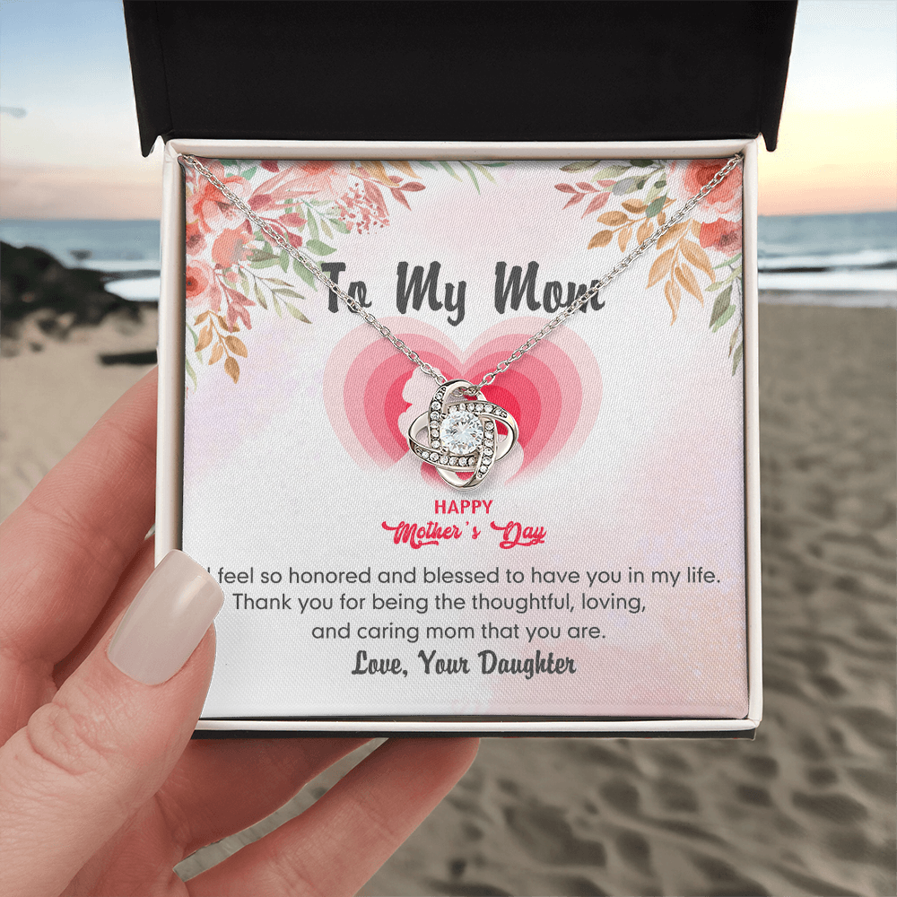 Happy Mother's Day Necklace, To My Mom Love Knot Necklace From Daughter, Badass Mom Necklace Gift For Mom Thank You Necklace Gift For Mom, Mother And Daughter Jewelry Gift For Women, Bonus Mom