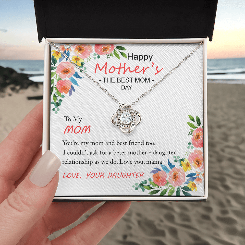 Happy Mother''s Day Gift Necklace, To My Mom Love Knot Necklace Gift From Daughter And Mother Love Knot Pendant Gift For Mom Bonus Mom Gift Necklace, The Best Mom Necklace, Jewelry Gift For Women
